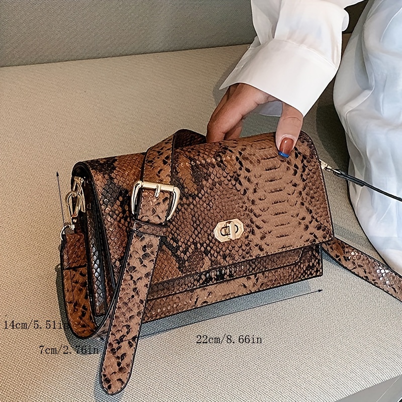 Shoulder Bag Brown Python