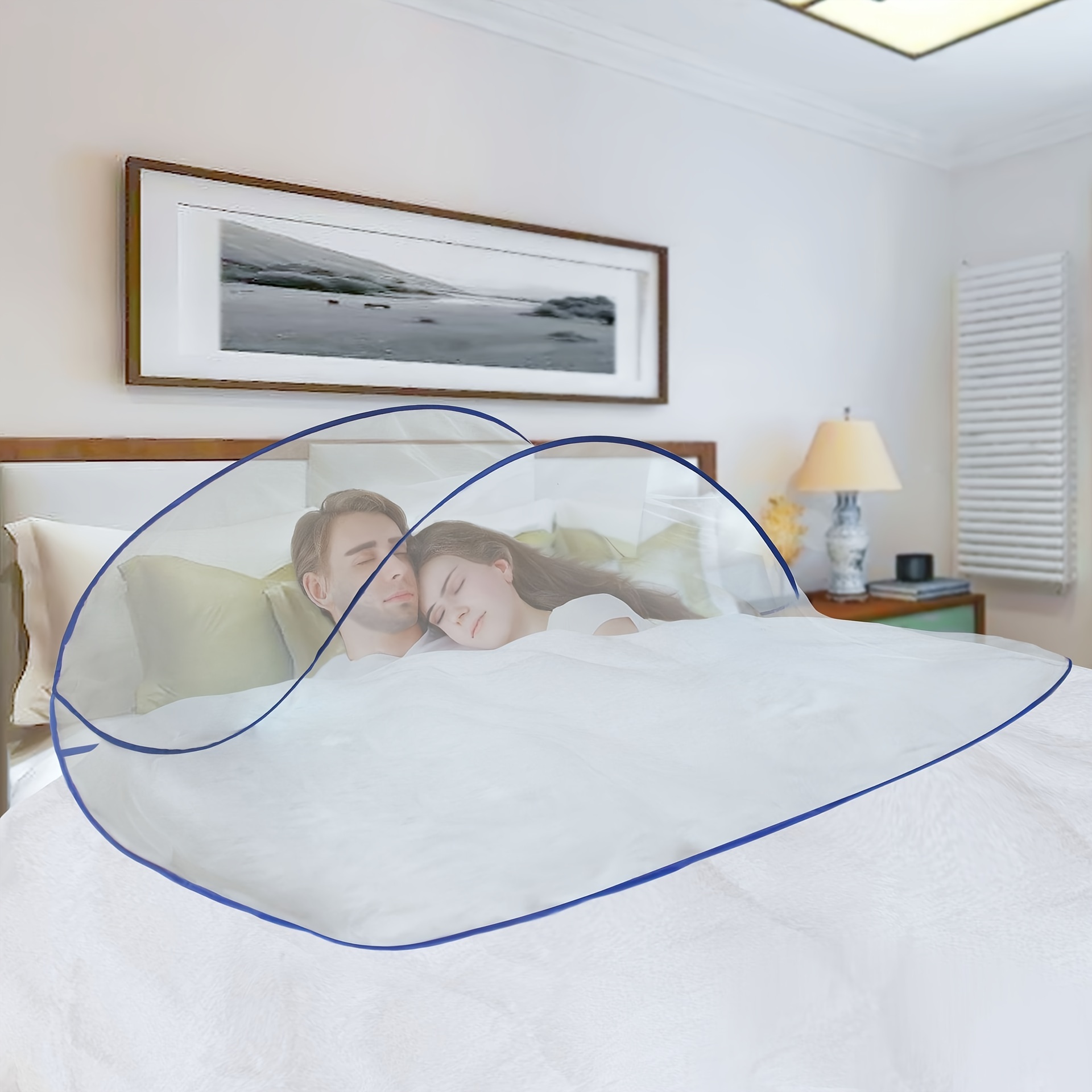 1pc Foldable And Non Installation Mosquito Net For Summer Sleeping And  Mosquito Proof Couples During Travel, Encrypted Head Face Bed Net Canopy  For Ho