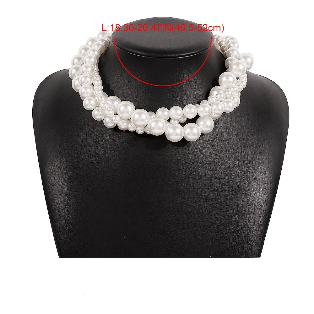 Double Layered Imitation Pearl Necklace Elegant Simple Style For Women  Party Neck Accessories