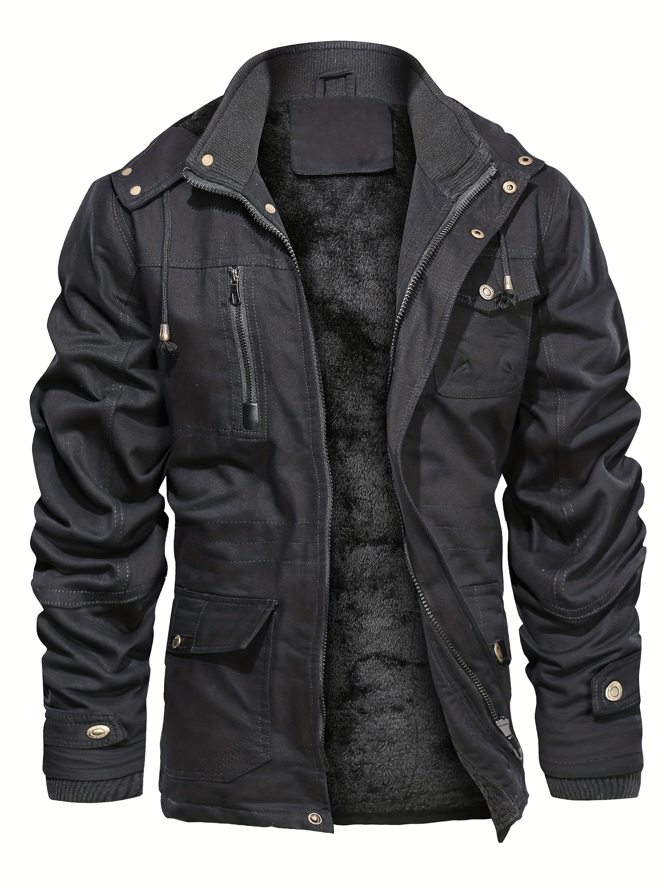 Men's Winter Cargo Jackets Casual Thicken Multi pocket - Temu