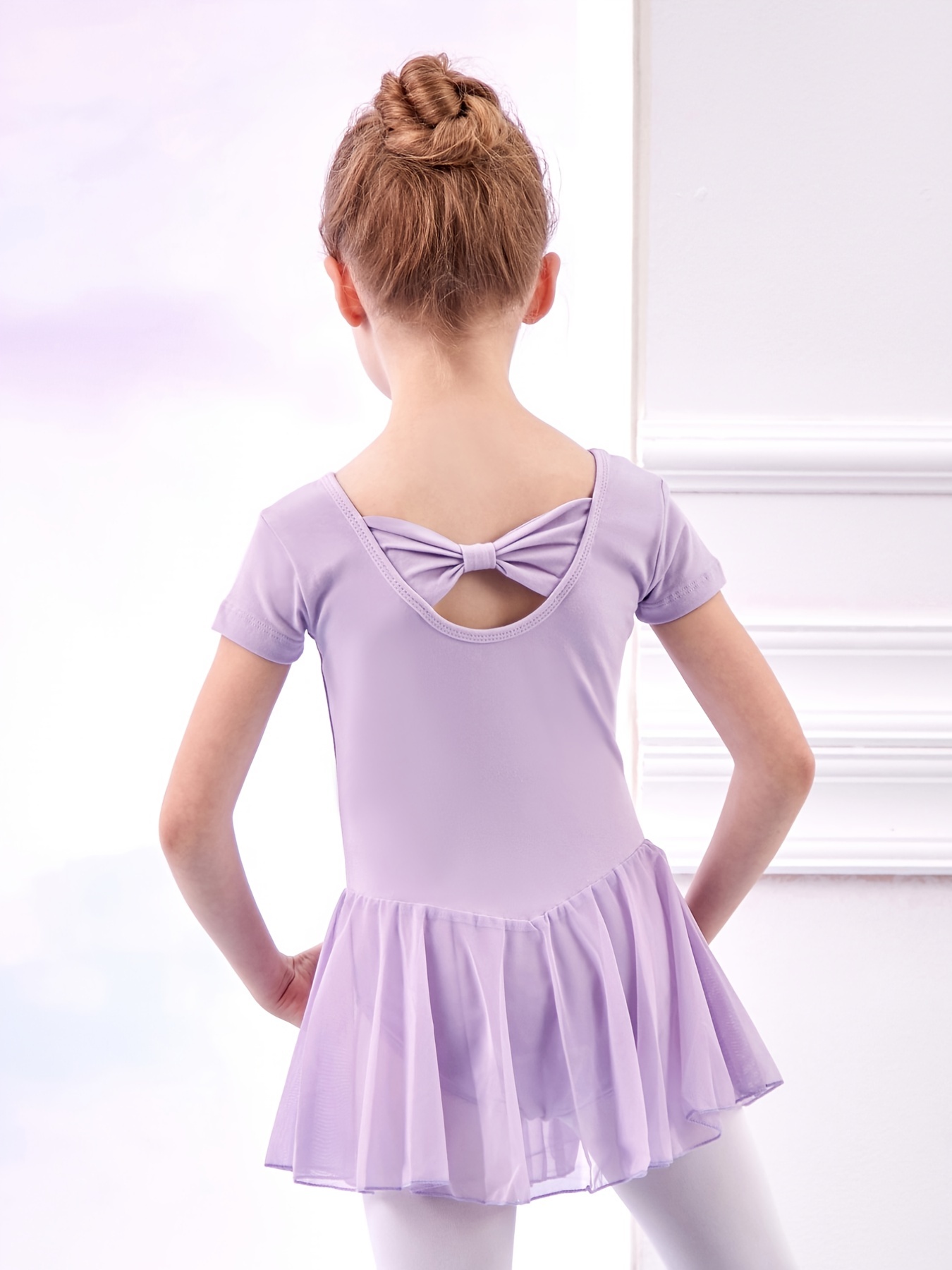 Girl's Elegant Ballet Dress Summer Short Sleeve Dance Wear - Temu