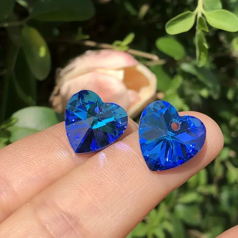 Upscale Love Heart Shape Crystal Glass Beads Charms Diy - Temu