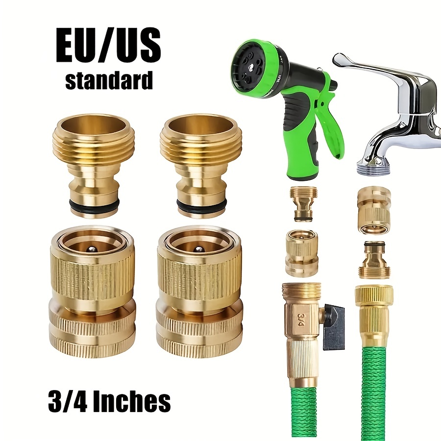 1/2 Sets, Garden Hose Quick Connect Water Hose Fitting, 3/4 Inches Brass  Female And Male Connector