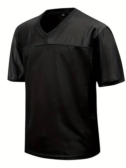 mens blank breathable mesh rugby jersey active v neck short sleeve uniform american football shirt for training competition party