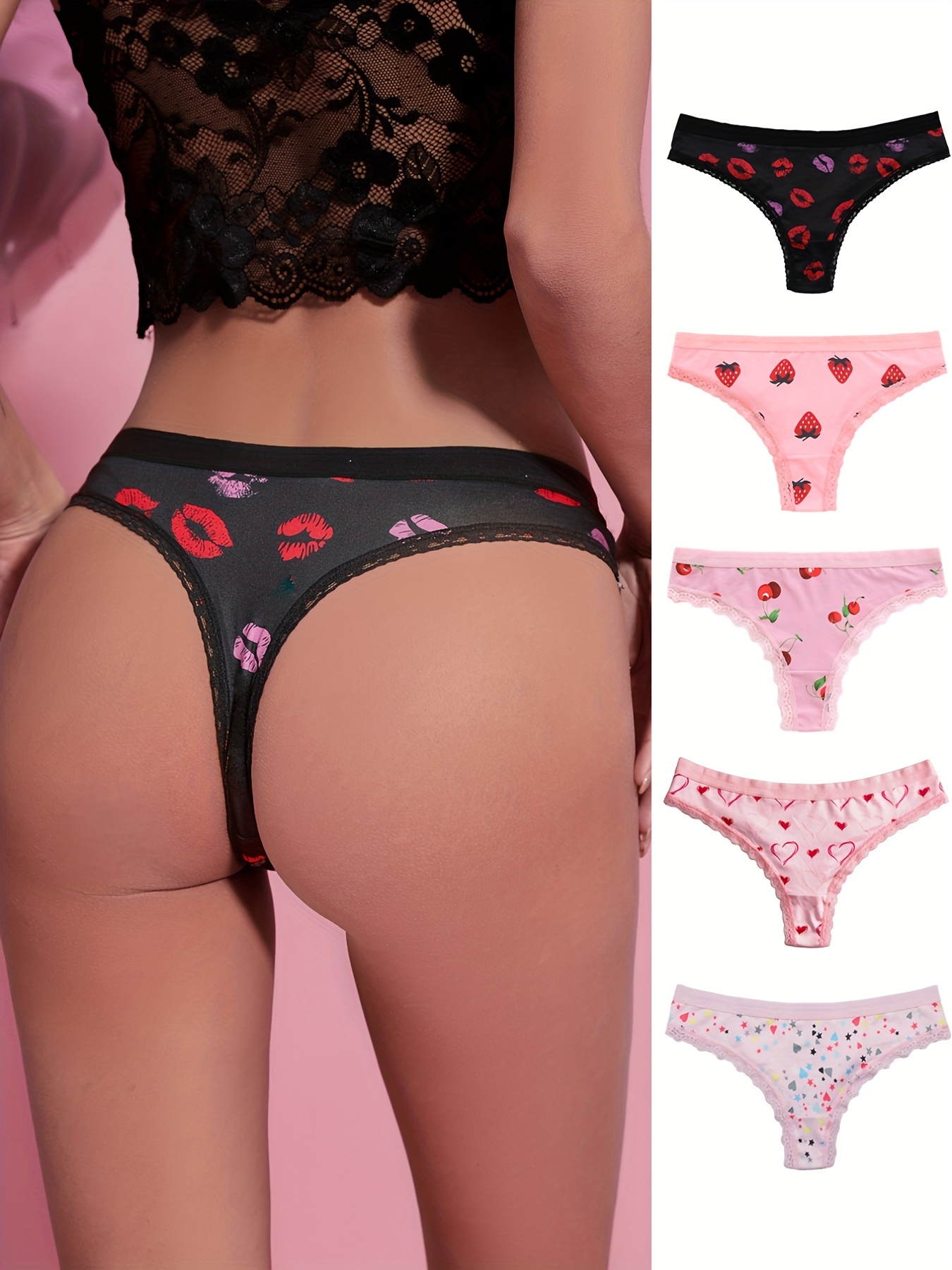 Sexy Womens Stretch G String Panty Lace Trim 5 Colors Comfy