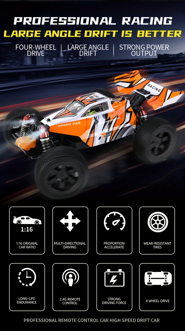 1:16 Dérive Télécommande Voiture Rc Racing 2.4g 4RM 50 km / h