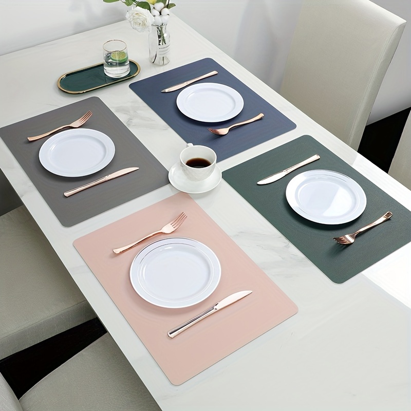Faux Leather Placemats Set of 6 - Waterproof - Wipe Clean - Heat Resistant  - Anti Slip Dining Table Place Mats, Suitable for Indoor & Outdoor Use