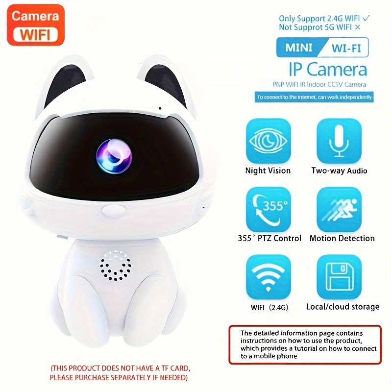JOOAN Cámara de seguridad WiFi de doble banda 5G/2.4G, cámara para mascotas  HD 2K, cámara interior PTZ, monitor de bebé con detección de movimiento