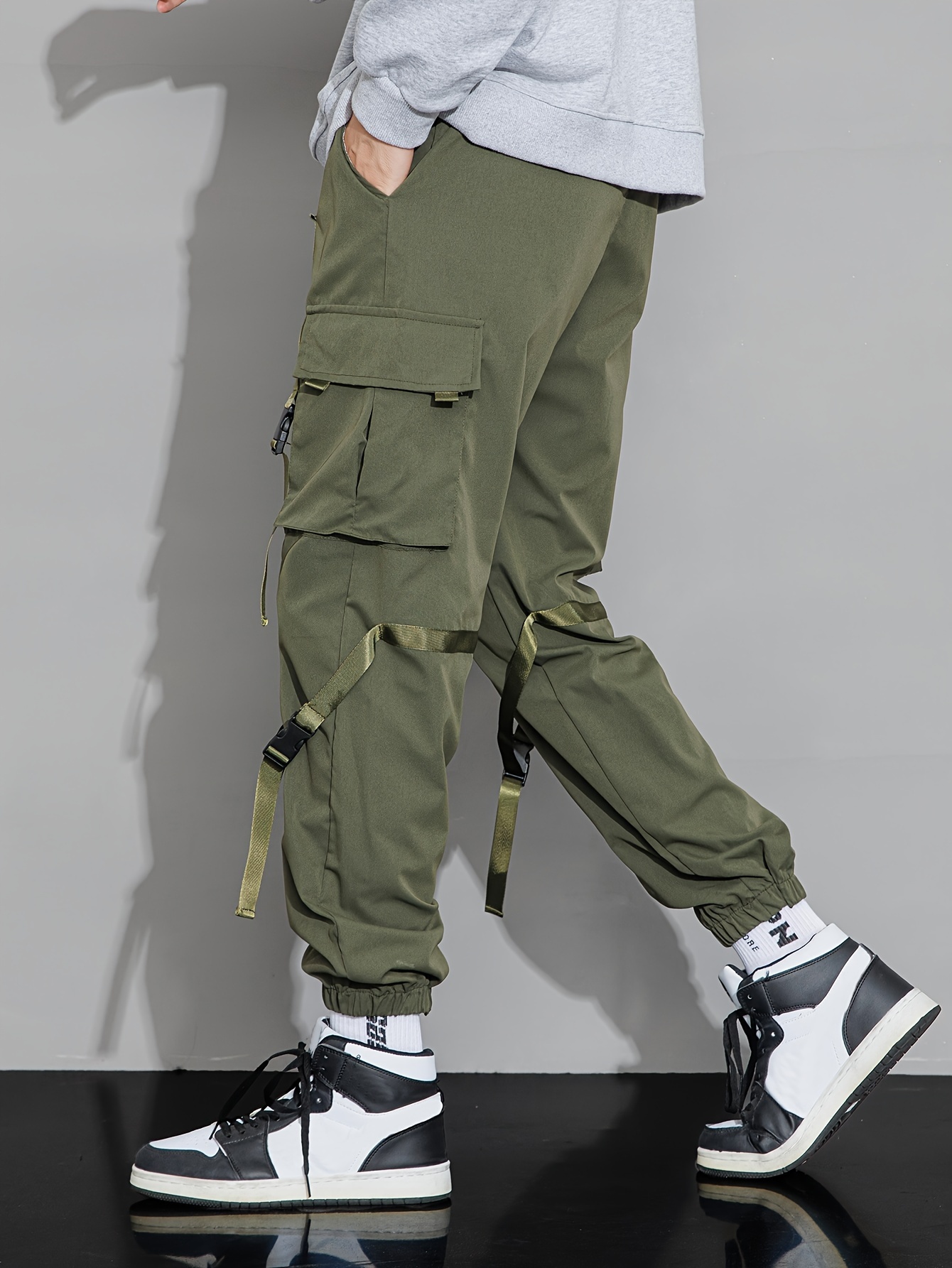 Mens Pants CARGO FLARE PANTS Pocket Ribbon Overalls Micro Casual Fashion  Fitness High Street From Cinda01, $71.38