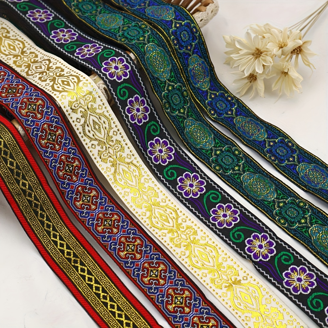 5 Yards Vintage Jacquard Ribbon Embroidered Jacquard Trim - Temu