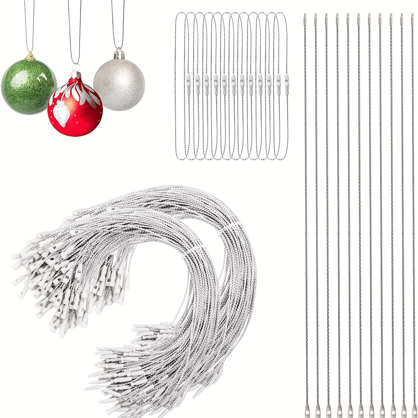 Silver Christmas Ornament String Hanger With Snap Fastener 