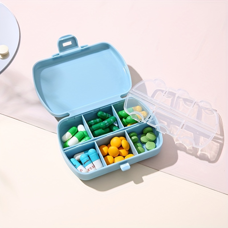 1pc Portable 6 Grids Medicine Box, Mini Pill Organizer, Plastic