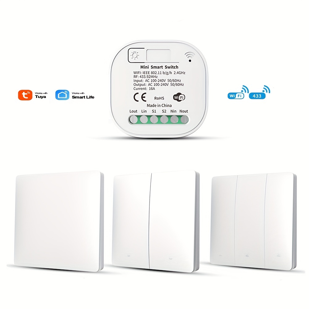 Mimi-interruptor de luz WiFi con temporizador de Control bidireccional, interruptores  inalámbricos, Automatización del hogar inteligente