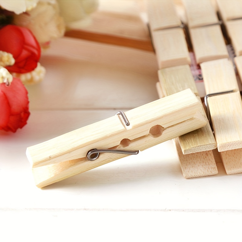 20 Pack Wooden Clothespins, Natural Wood, Rust Resistant Clothespins Wooden,  Clothespins For Food Crafts, Large Clothes Pins Wood 2.9inch/0.55inch