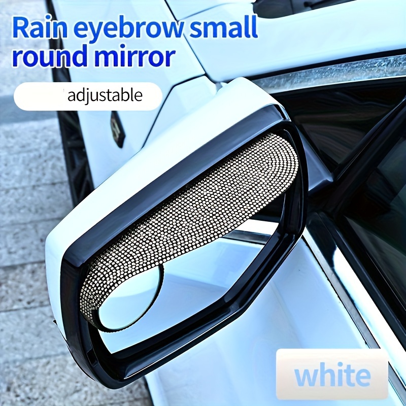 Car Rearview Mirror With Rain Eyebrow Small Round Mirror - Temu