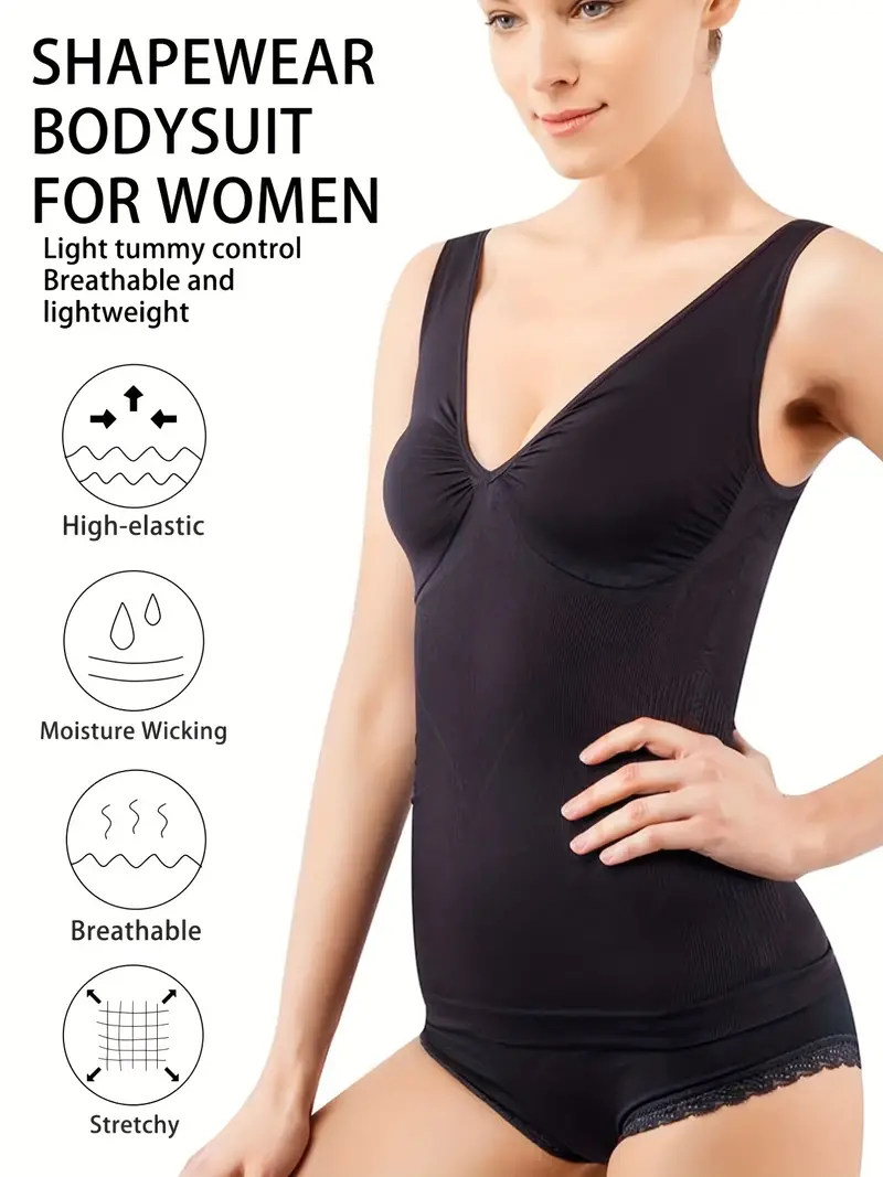 Seamless Shaping Tank Tops V Neck Tummy Control Slimmer Top - Temu