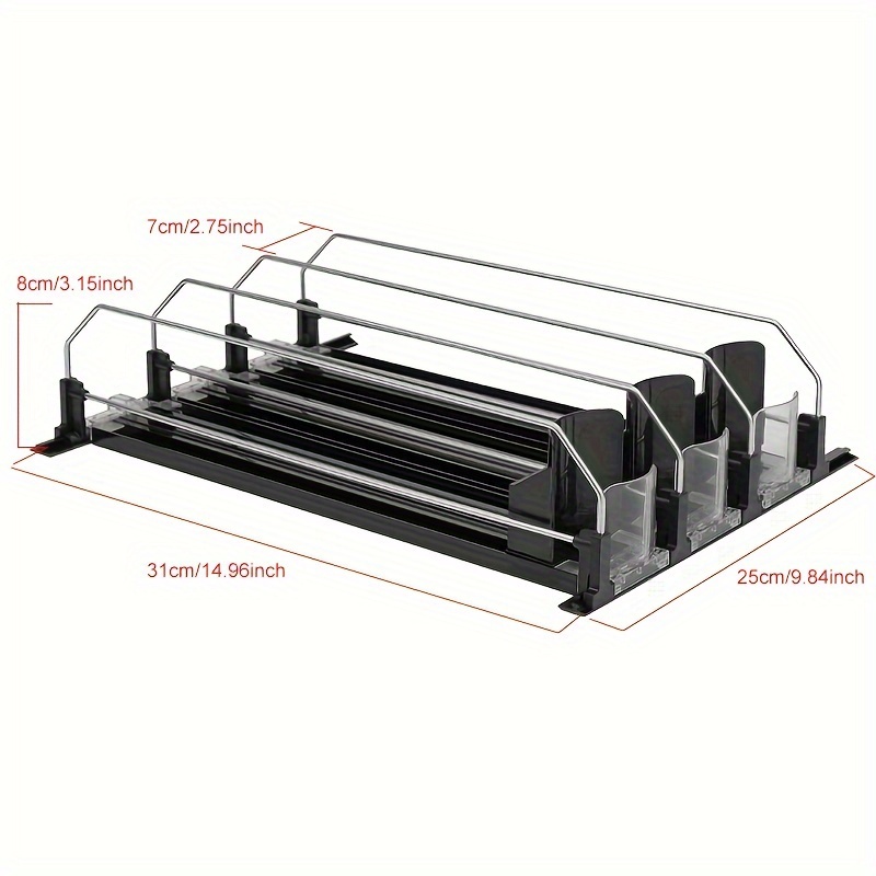 310mm Black Strip Drink Pusher, Fridge Soda Organizer, Automatic Can Dispenser, Self-pushing Soda Glide Rack