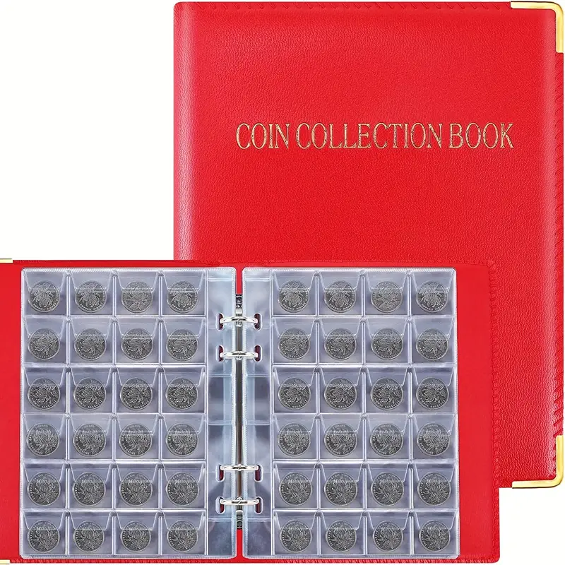 Leather Binder Coin Collection Book Large Capacity Coin - Temu