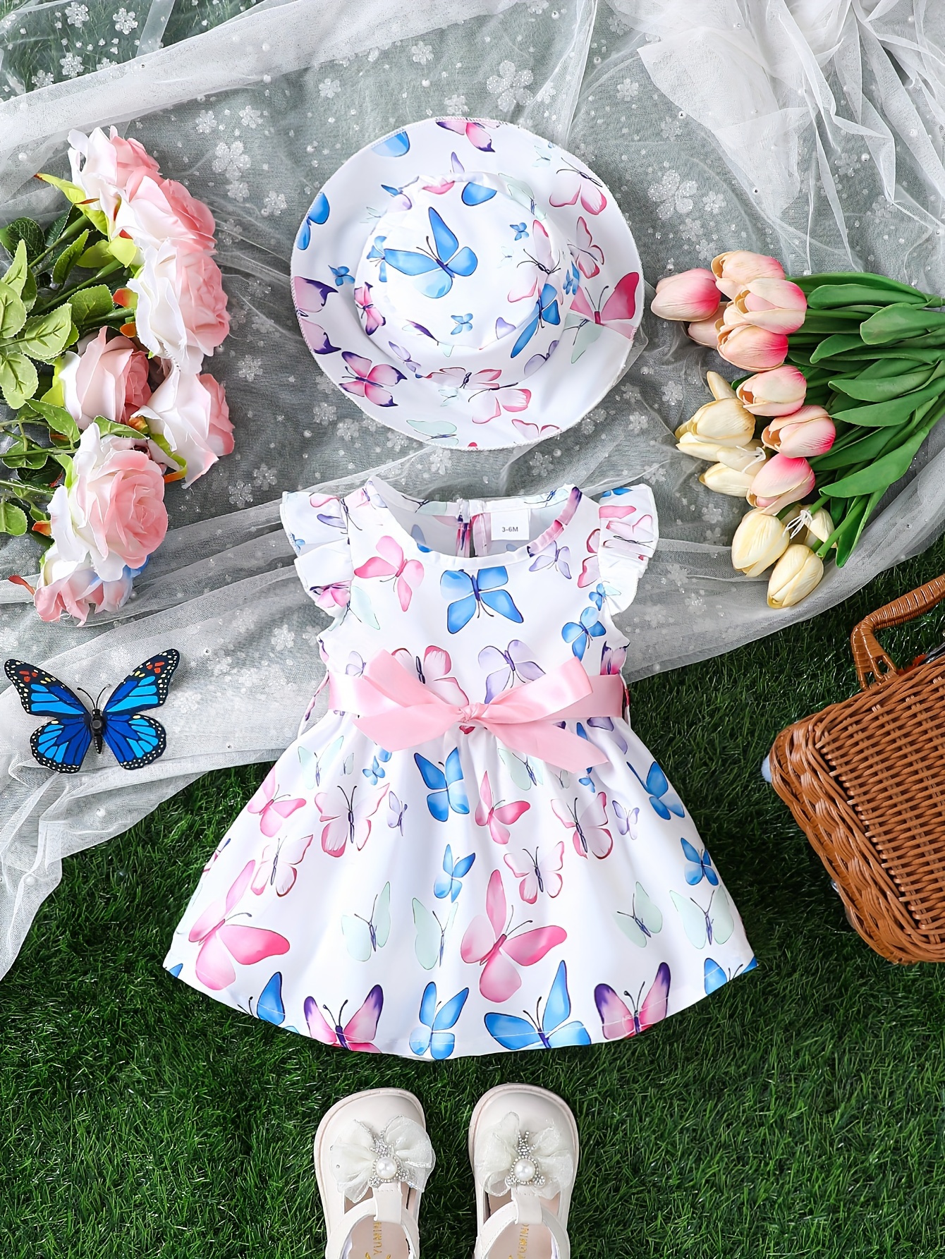 Baby Girls Cute Elegant Floral Print Dress Pants Bow - Temu
