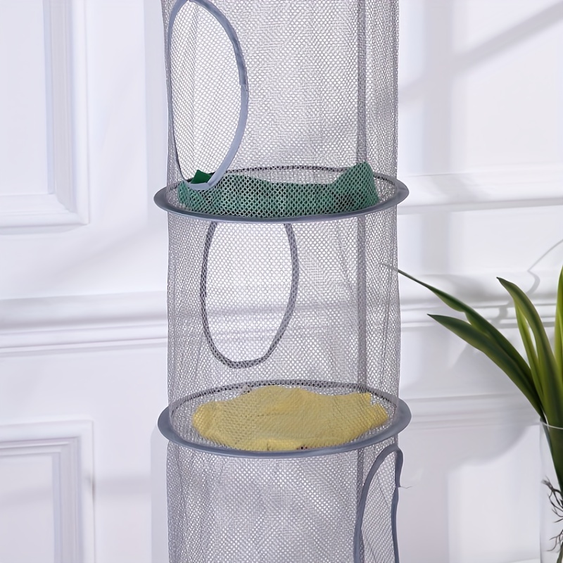 Foldable Hanging Basket, Breathable Four Grid Storage Basket