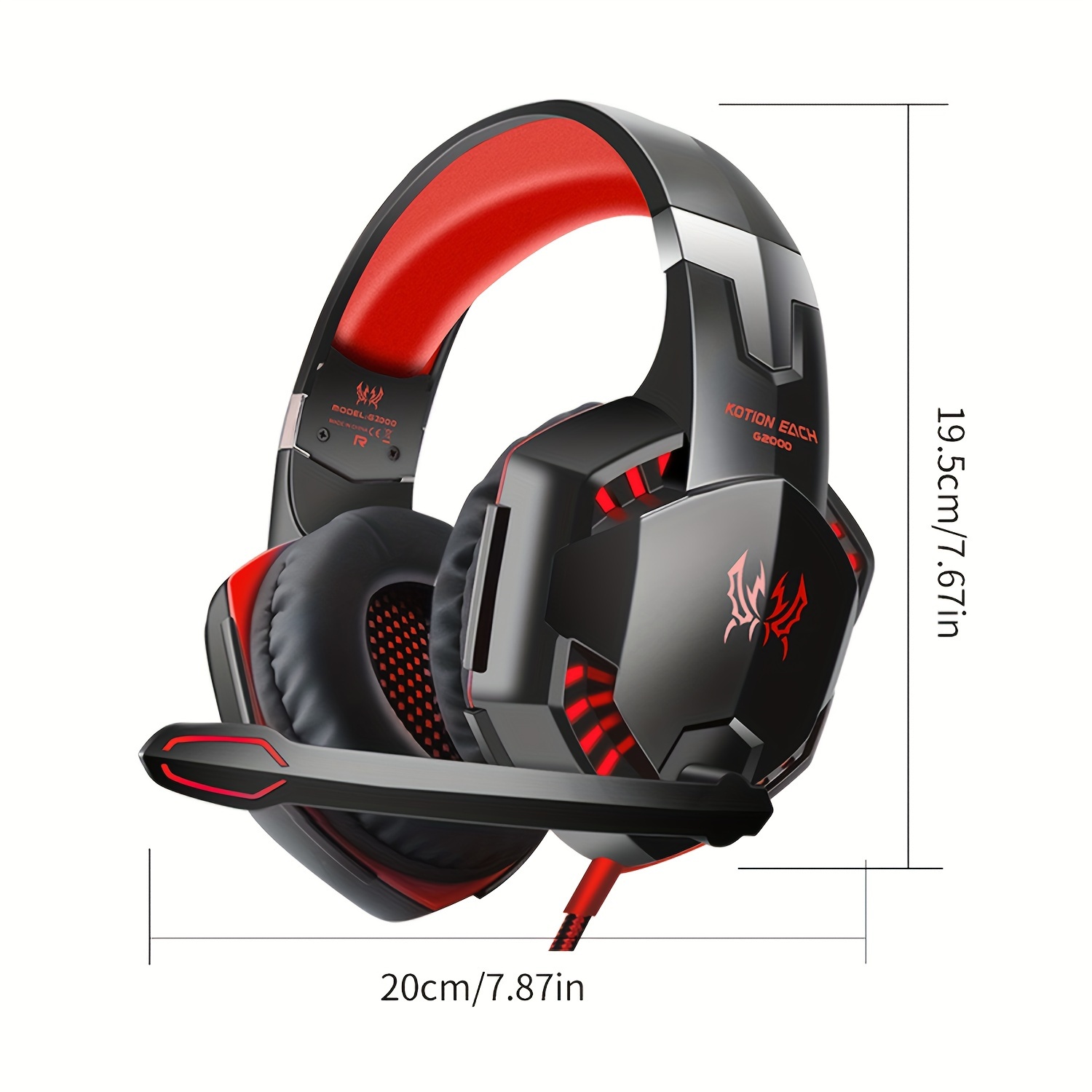 G2000 Stereo Gaming Headset LED Light Earphone Noise Cancelling Headphones  With Mic Compatible Mac PS PC Xbox One Controller