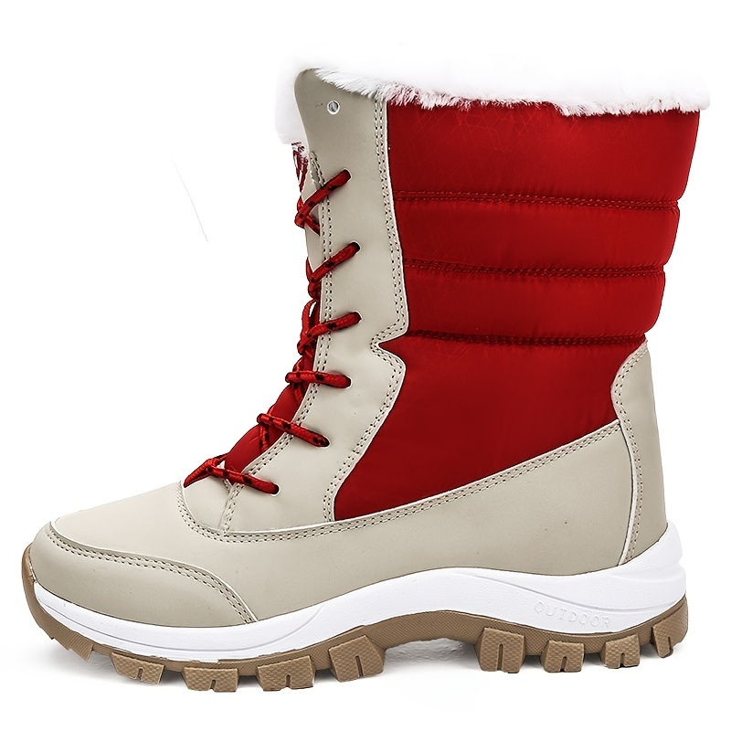 red lace up winter boots