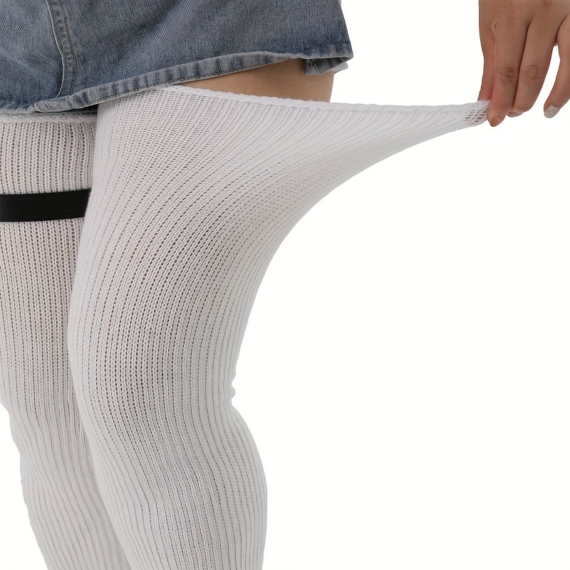 Plus Size Casual Thigh High Socks Set Plus Size Solid - Temu Canada