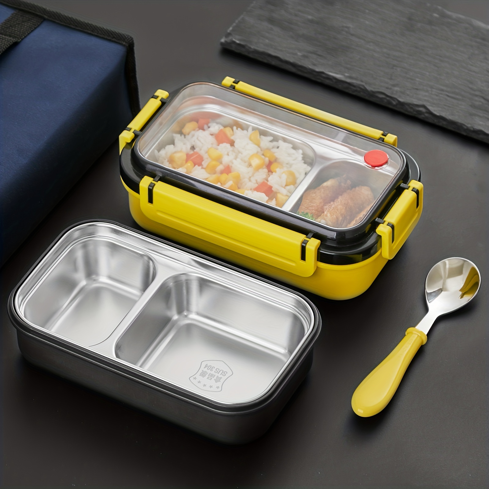 Ryback Lunch Box, Stainless Steel Bento Box, 2 Compartment Food