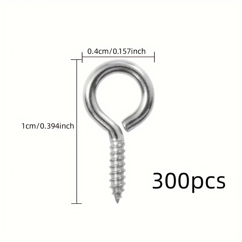 300Pcs Gold Stainless Steel Eye Pins Screw Hooks Eyepins for