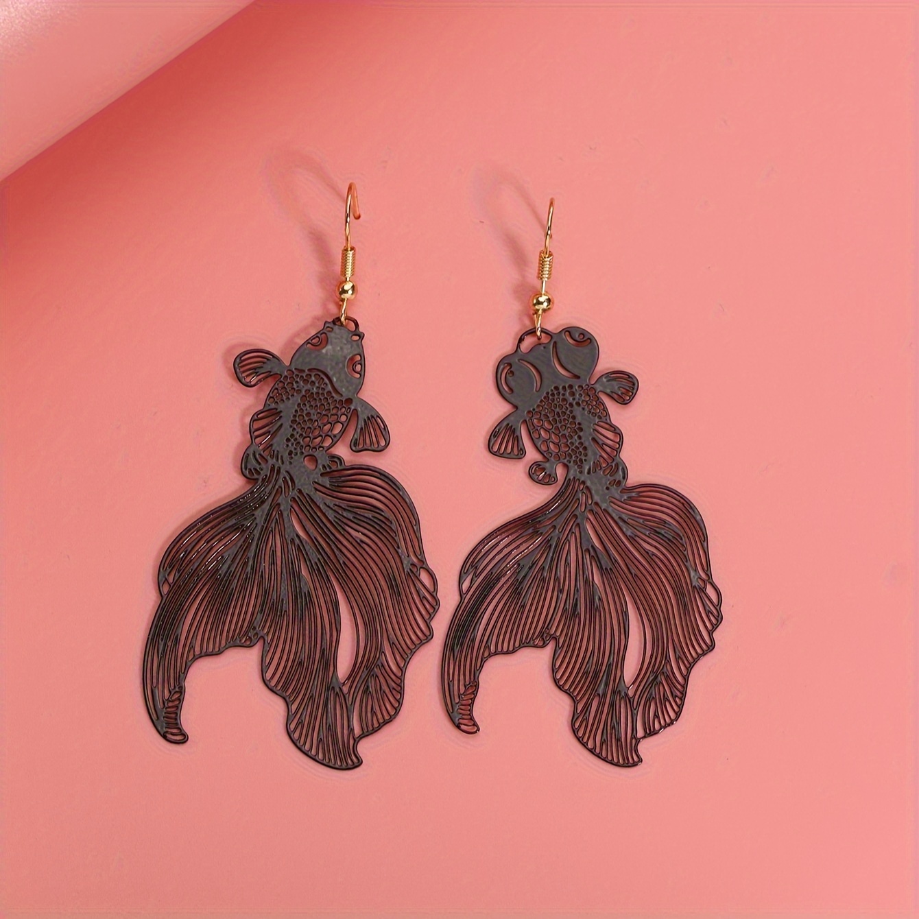 Dangle Earrings with Auspicious Fish Design, Gift for Her