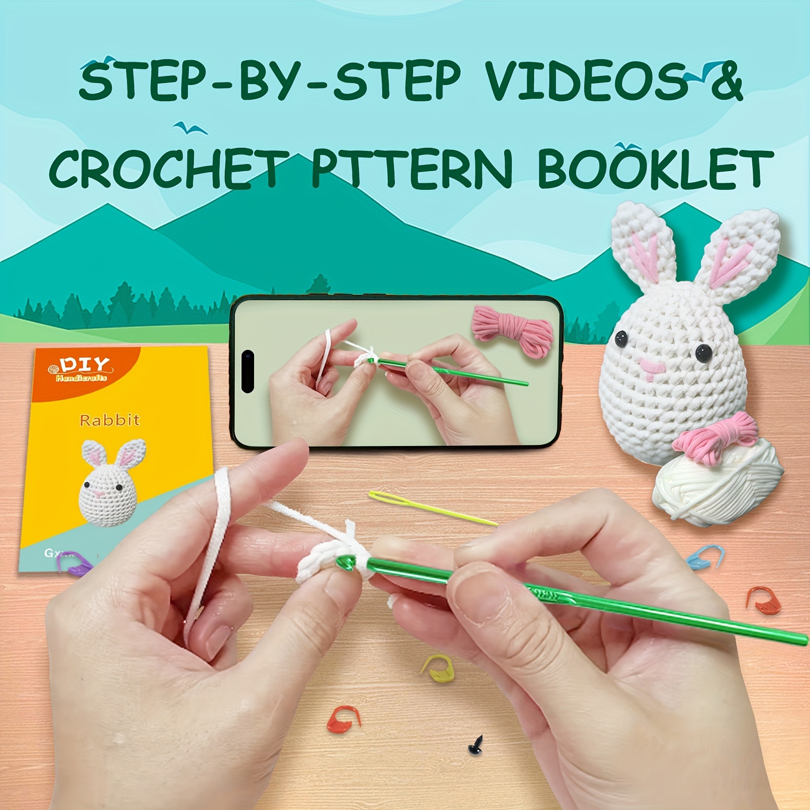 Beginner Learn to Crochet Kit Bunny Rabbit the Woobles Easy Crochet Starter  Kit Crochet Plushie Kit Amigurumi Kit DIY Craft Kit Gift 