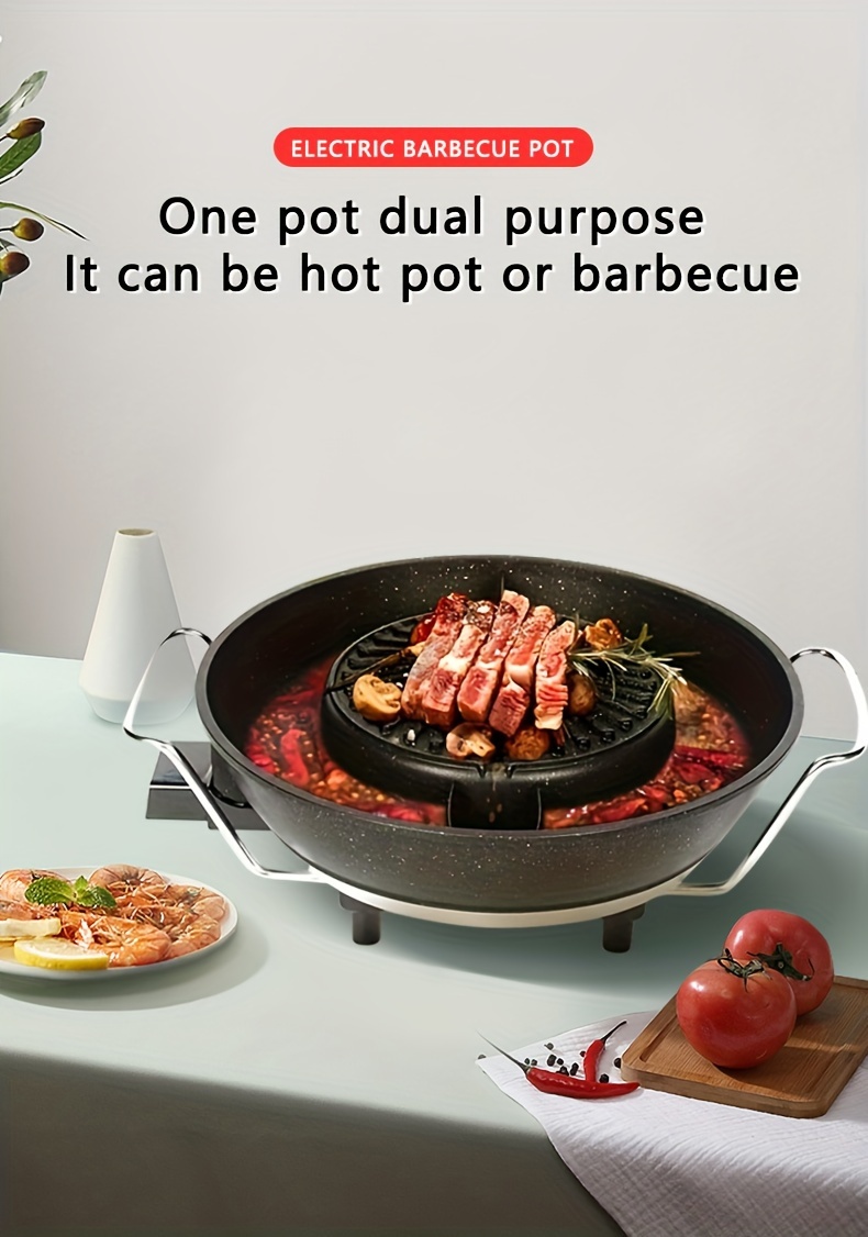 110v Electric Hot Pot Grill Barbecue, Household Multifunctional Cooking Pot Electric  Grill Barbecue Stove Shunde Small Household Appliances - Temu