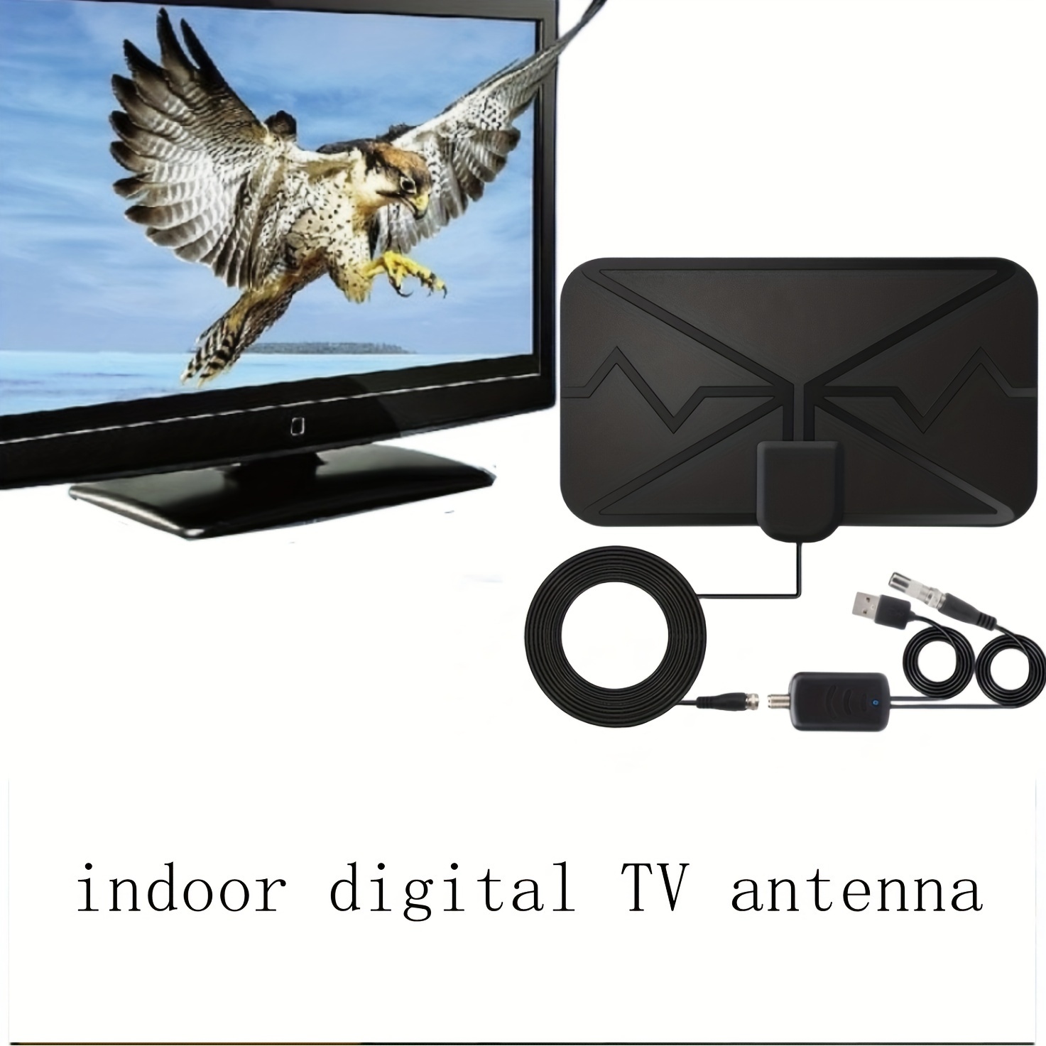 Antena digital de 580 millas de rango de TV para televisores 4K 1080p -  Antena HDTV interior para televisores inteligentes y antiguos - Potente