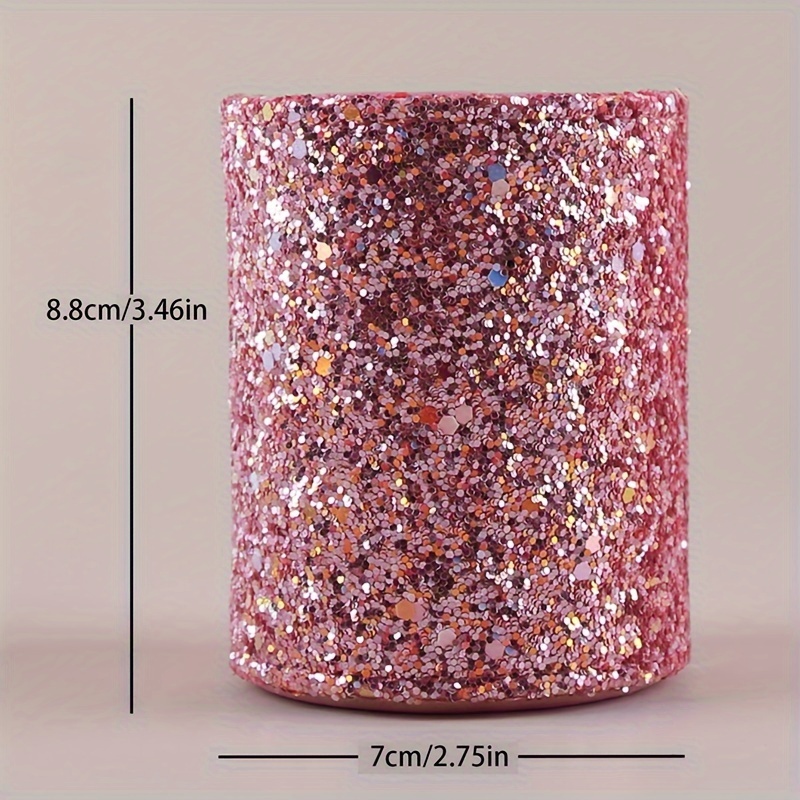 Organizador Base Porta Brochas De Maquillaje Rosa Glitter