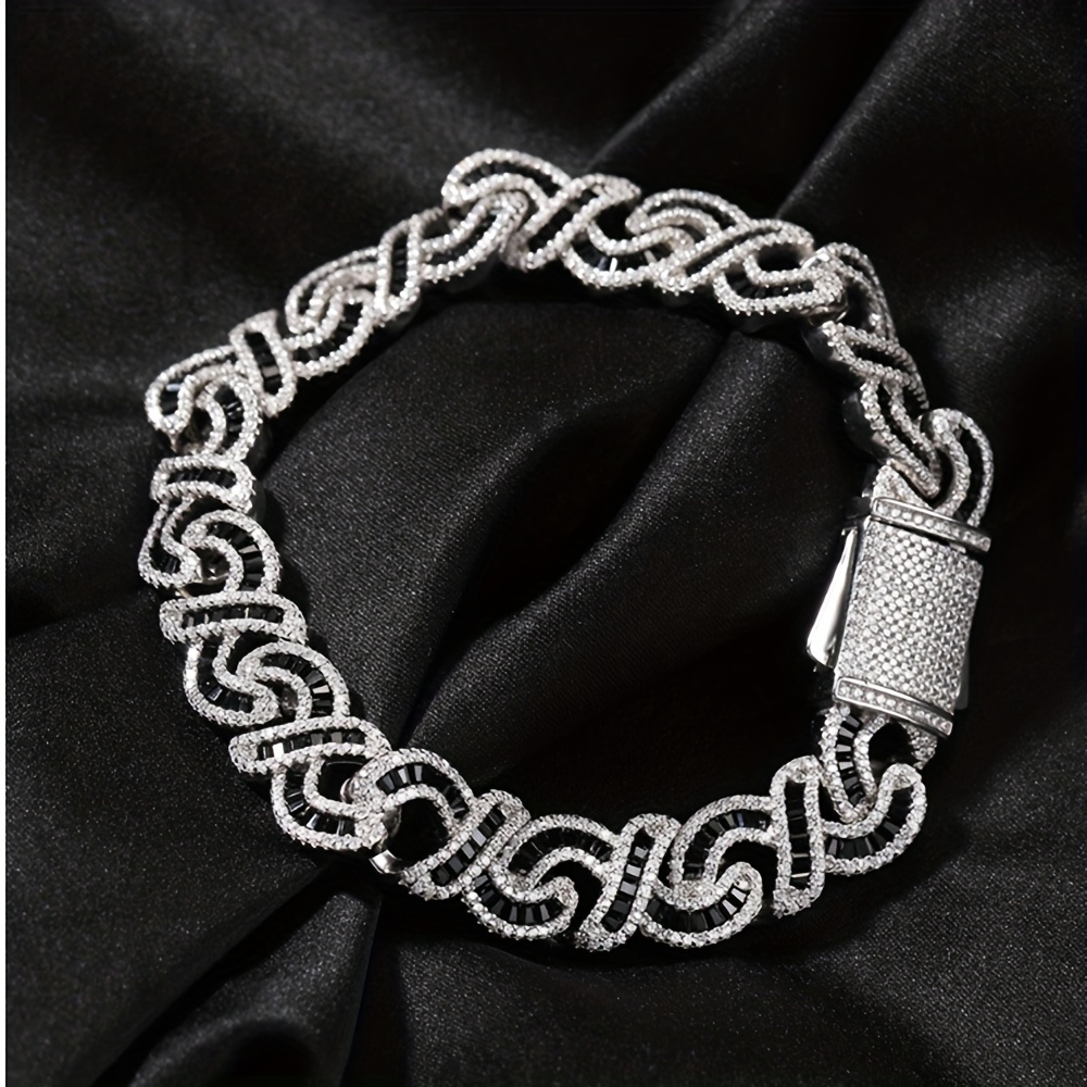 Chain Link Bracelet with Wire Links in Sterling Silver 21cm (8.26in)