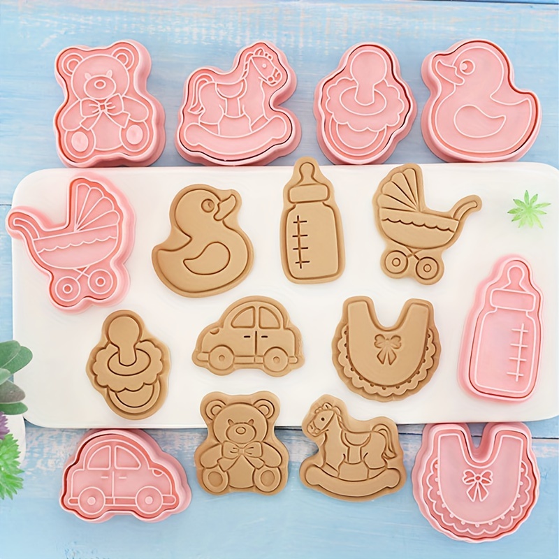 Baby Stuff Cookie Cutters Cartoon Cookie Embosser Cute Milk - Temu