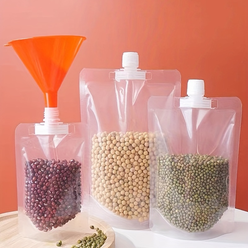 1Pc Cereal Storage Bag Beans Food Moisture-Proof Bag Food Portable Storage  Dispensing Bag Transparent Suction