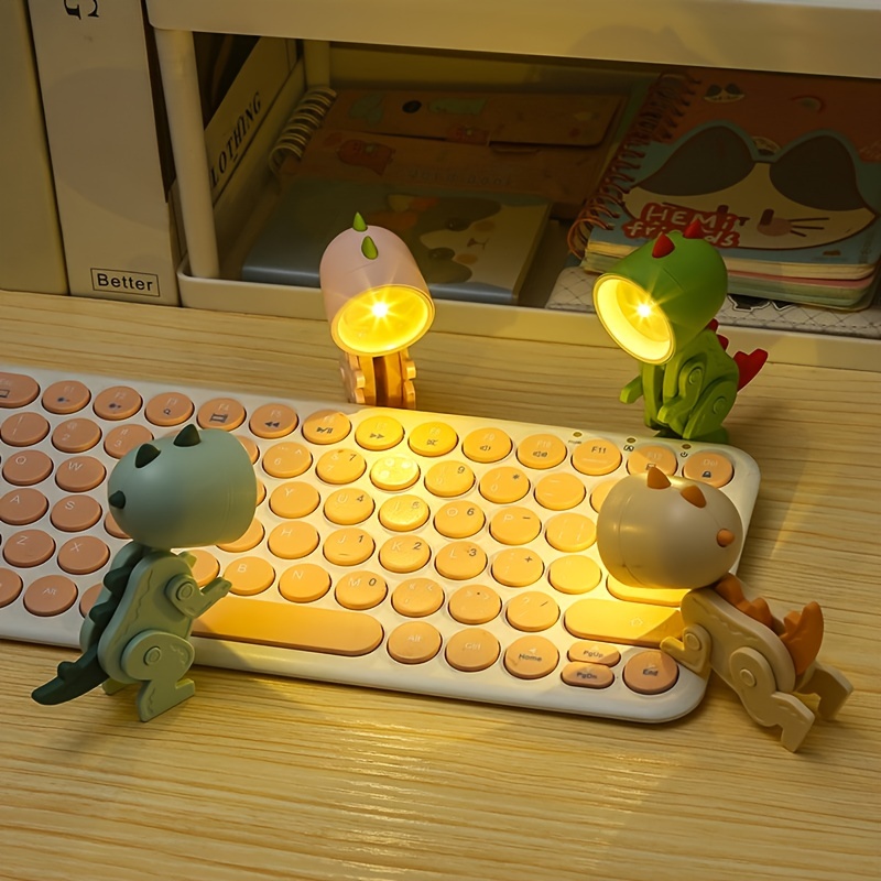 1pc cute mini dinosaur night light diy cartoon desktop lamp with ears for cute pet and table decoration details 5