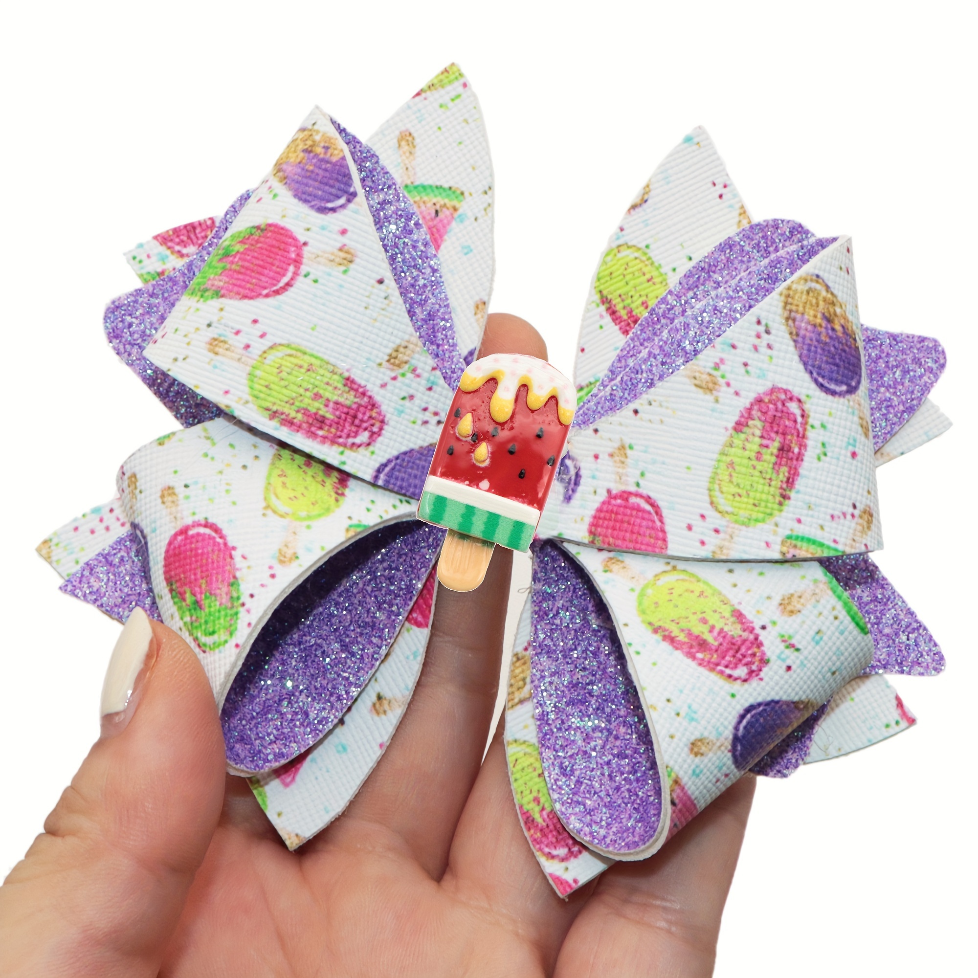 Ice Cream Faux Synthetic Leather Bow knot Kit Diy Hair Bow - Temu