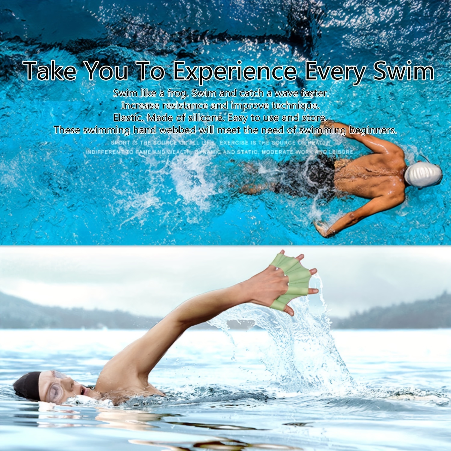 1 paire de palmes de natation Gant de plongée Natation Natation  Entraînement Paddle de natation