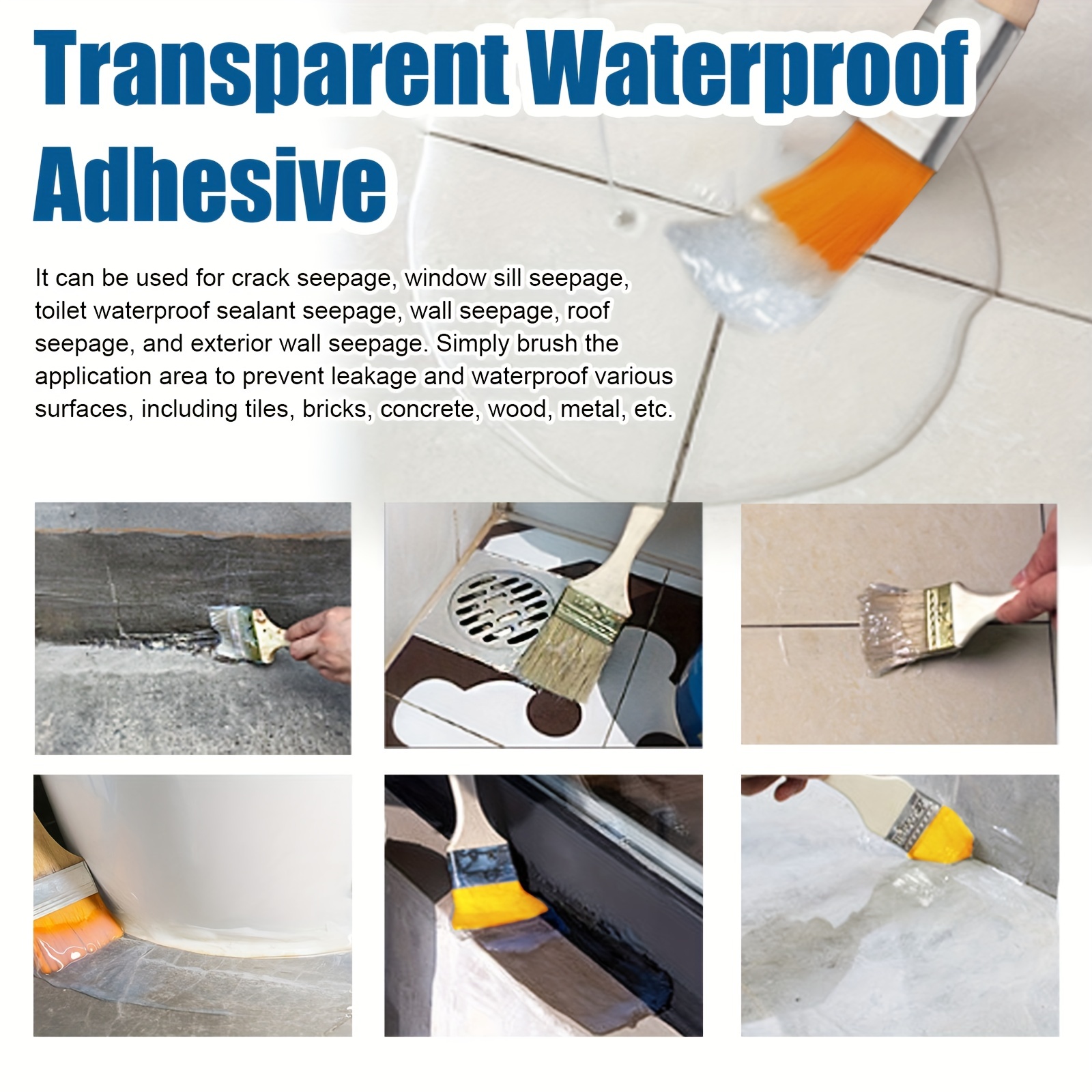 Pegamento impermeable transparente para baño, agente de revestimiento  impermeable transparente, agente impermeable invisible, agente antifugas