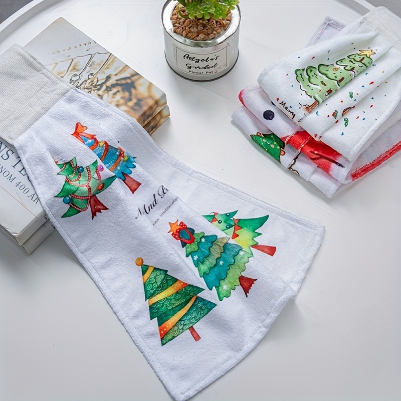 Cute Christmas Pattern Fingertip Towel Hanging Towel For - Temu