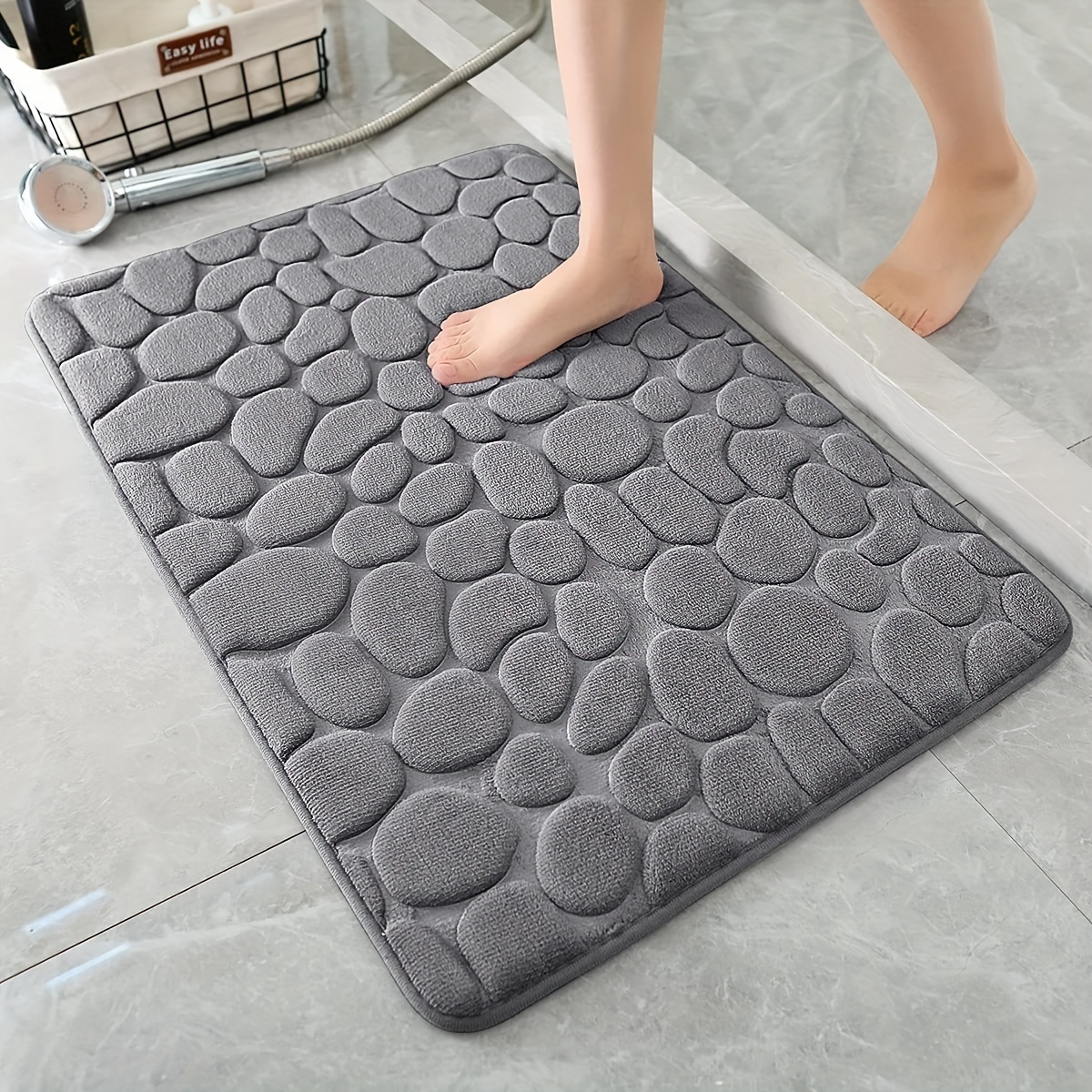 

Soft And Comfortable 1pc Memory Foam Bath Rug - Rapid Water Absorbent, Non-slip, And Washable For Your Shower Room!, Bathroom Decor