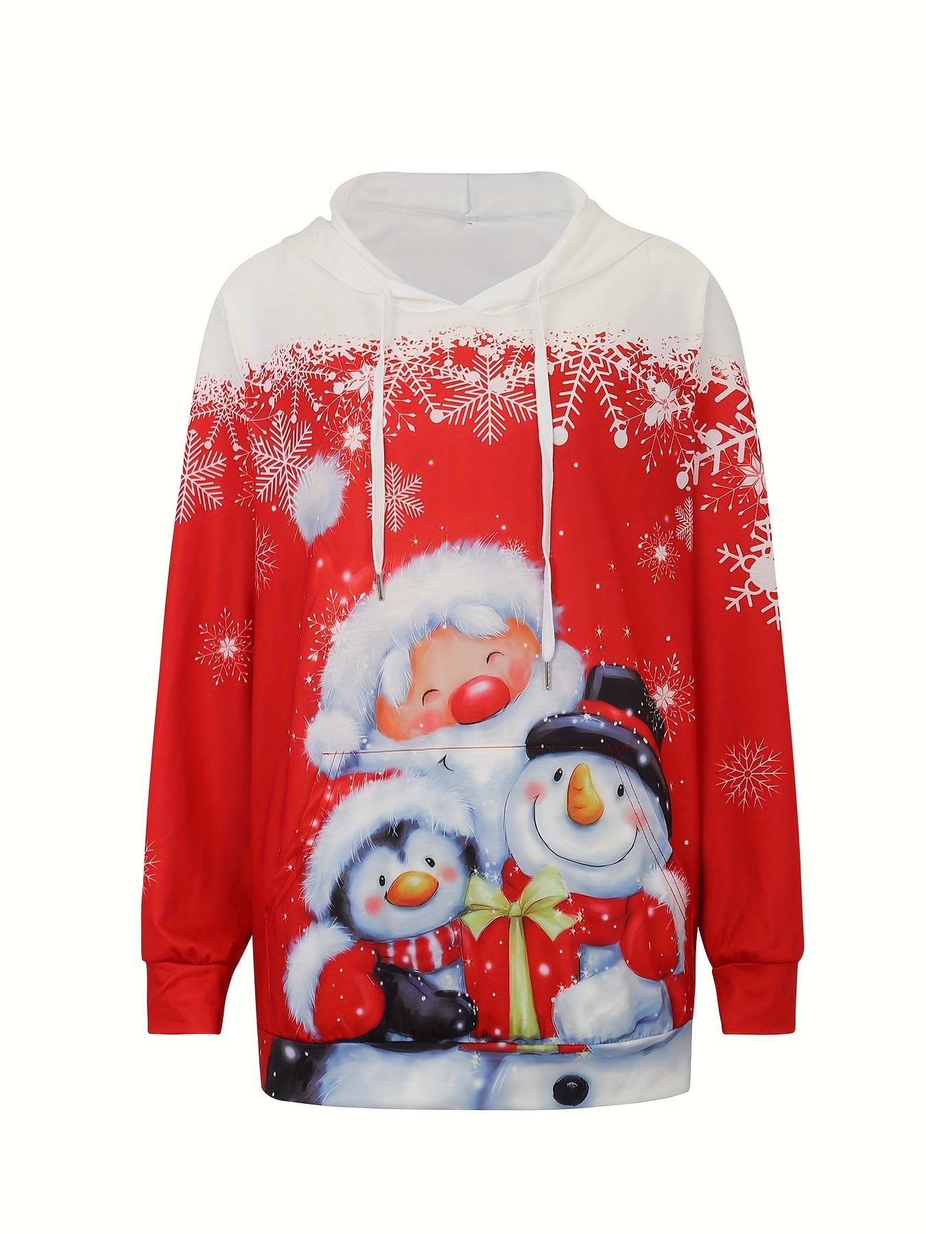 Christmas Hoodie Tops for Women Cute Snowman Print Pullover Plus Size  Casual Fashion Xmas Graphic Hooded Sweatshirts 