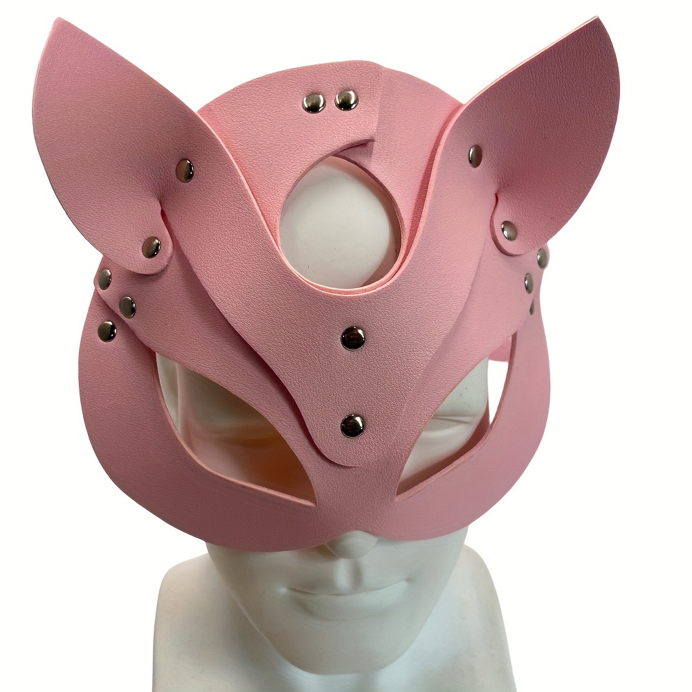 Máscara de cuero para mujer, disfraz de gato de conejo, zorro, máscara de  medio rostro de animal, cosplay, fiesta de Halloween, mujeres y mujeres