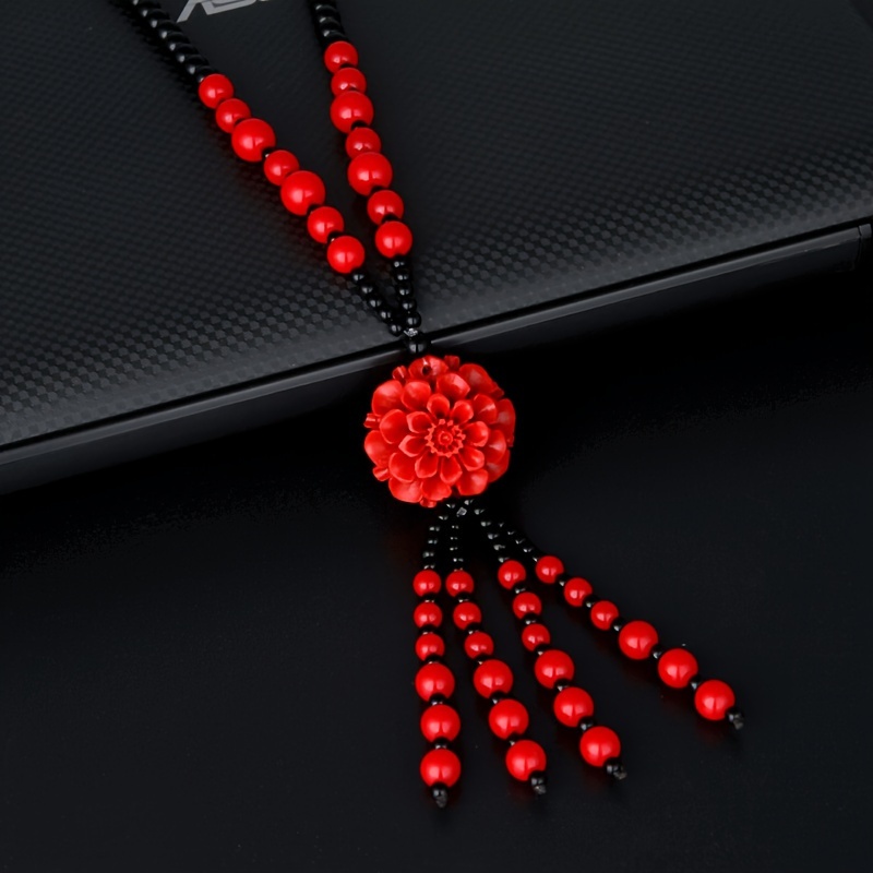 1pc Pendant Pendant Red Flower Pendant Good Luck And Men Women Gift