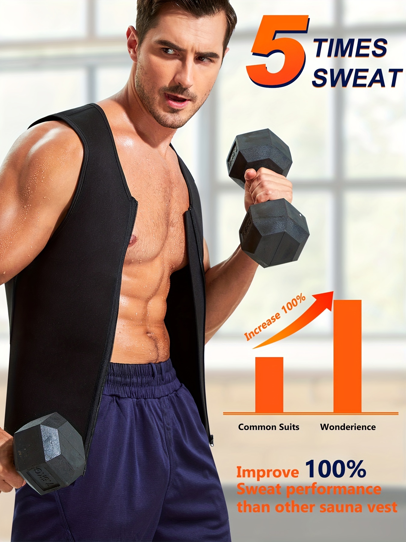 Men's Shapers Sweat Vest Neoprene Waist Trainer Vest Fitness Sauna