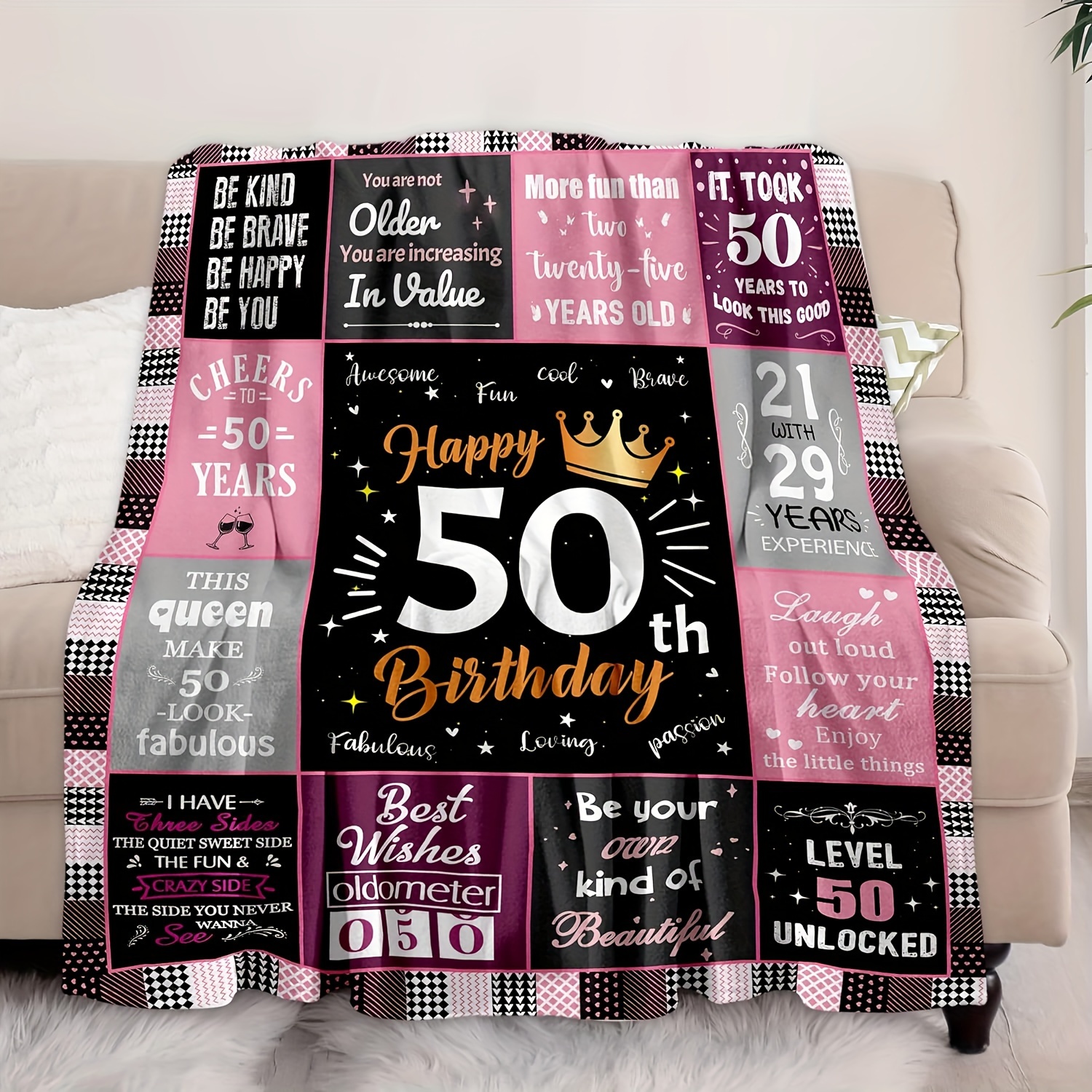 1pc Regalos 50 Cumpleaños Mujeres Manta Ideas Regalos 50 - Temu