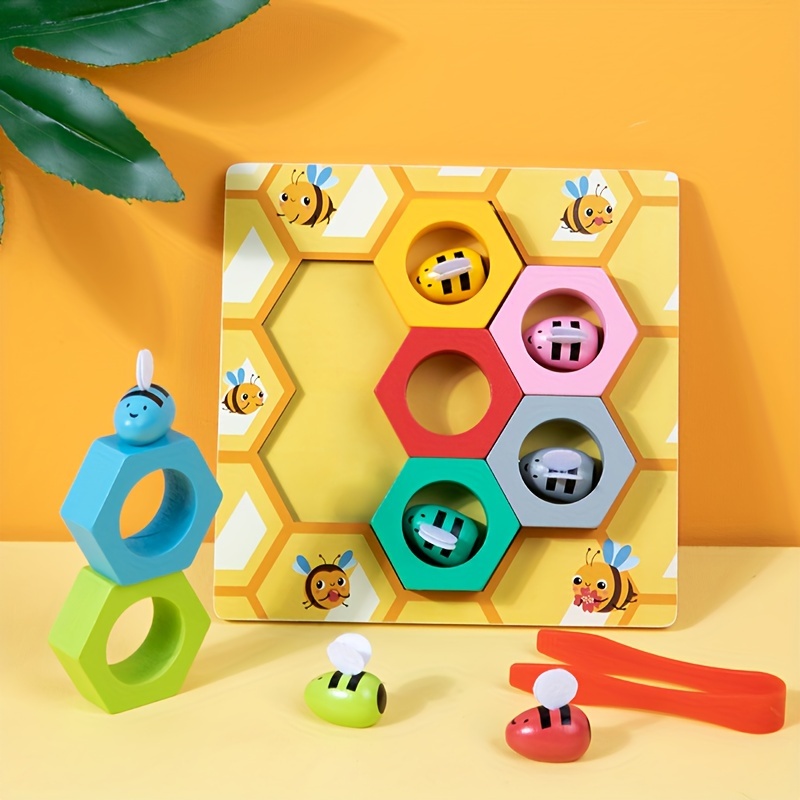 Baby Honeycomb Box Toys Children Grab Bee Games Clip Bee Toy Color  Recognition Intelligence Toy Montessori