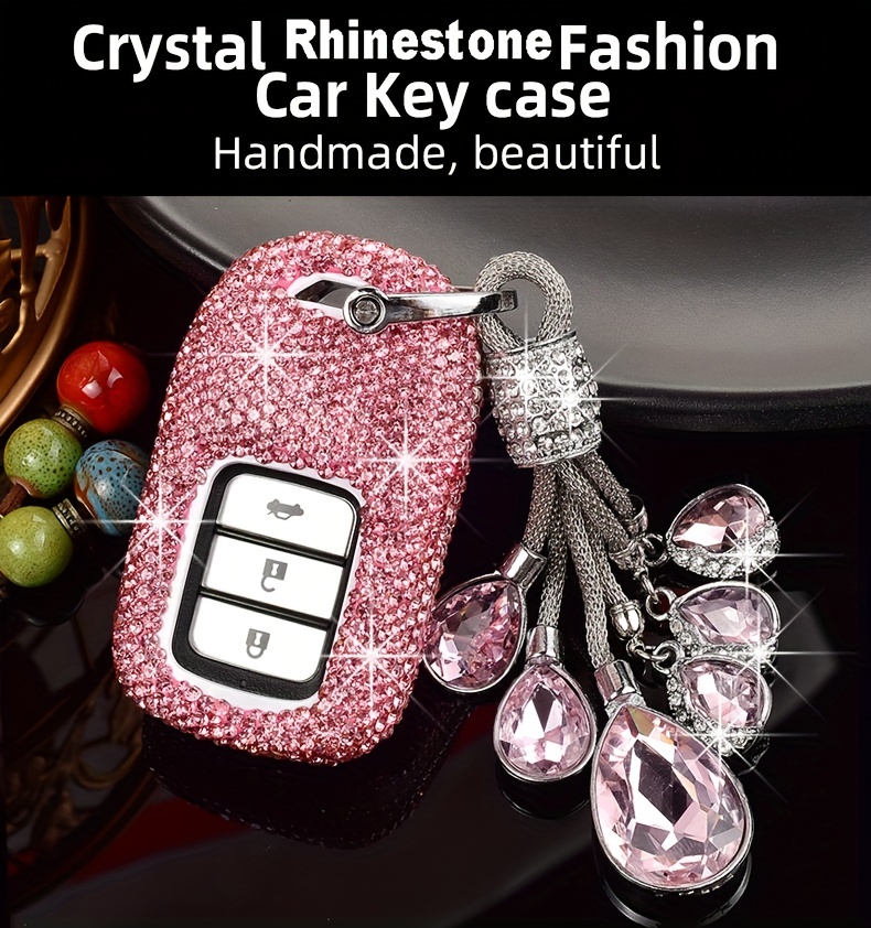 Silver Bling Car Key Holder Cover with Rhinestones for Tesla Model